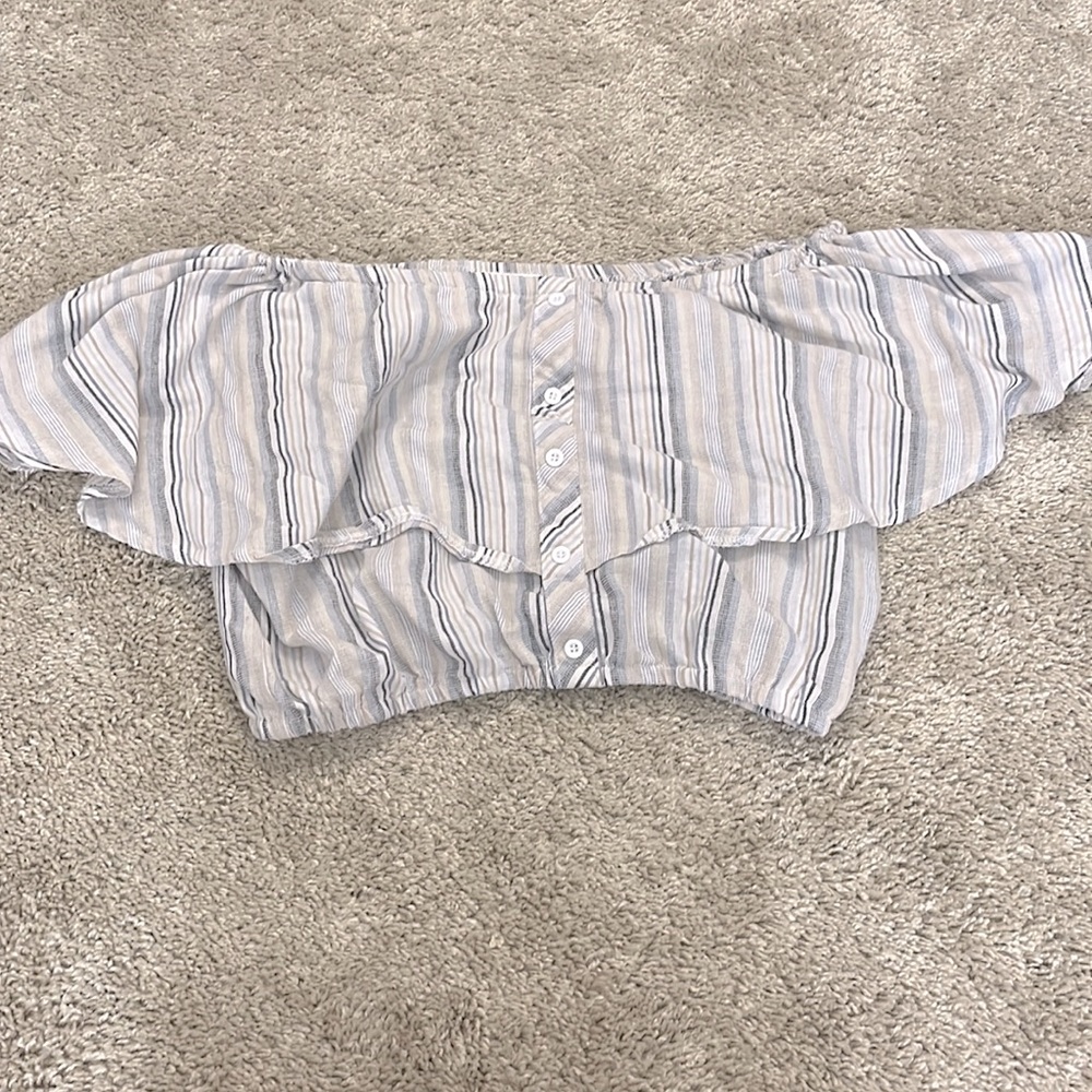 Off the shoulder Cropped Top | Blue | Medium